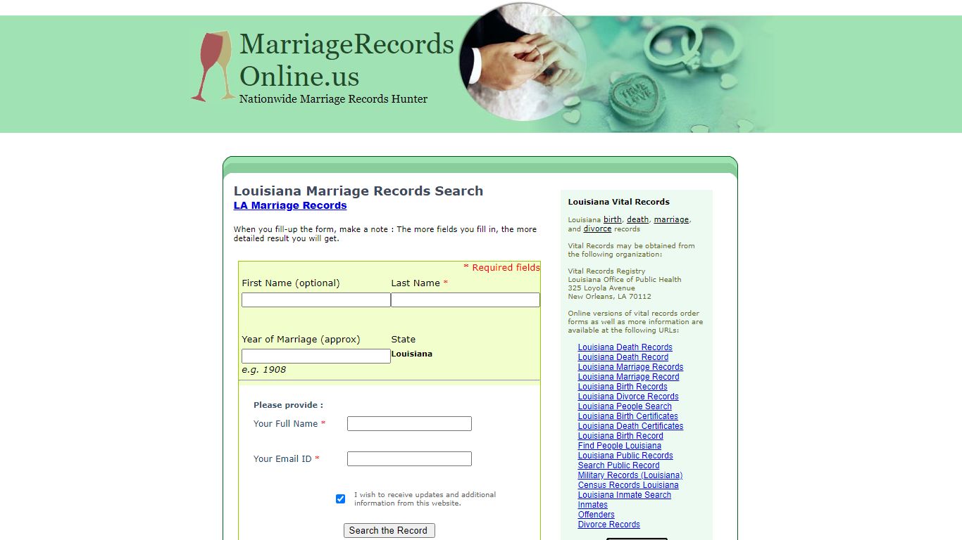 Louisiana Marriage Records Search